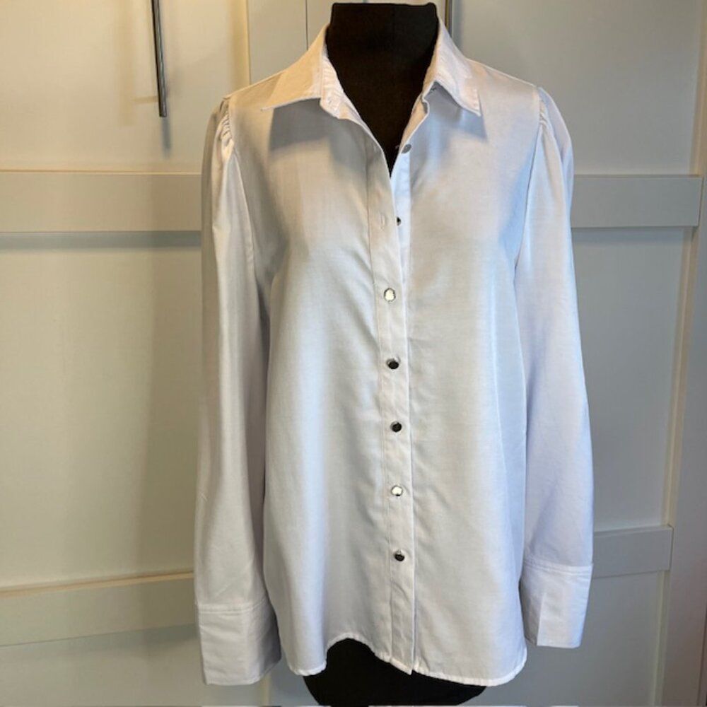 Indigo Rose Long Sleeve White Blouse, Size XL